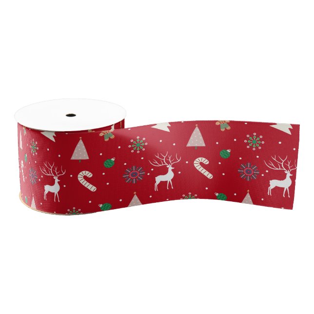 Reindeer, Gingerbread, Snowflakes & Candy Canes Ripsband (Spule)