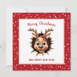 Reindeer Girl bricht durch Weihnachten Karte