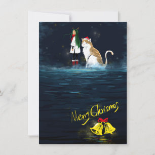 Reindeer Girl Frohe Weihnachtskatze Magischer Feie Karte