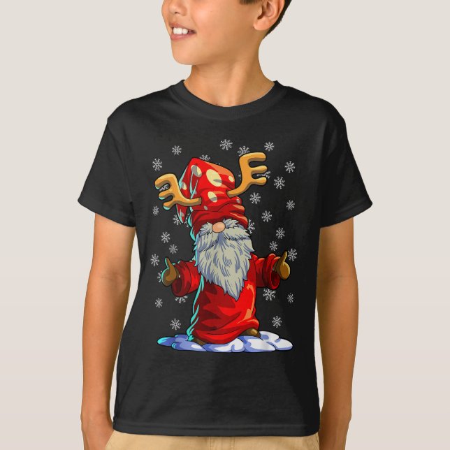 Reindeer Gnome Shirt Men Women Buffalo Plaid Red C (Vorderseite)