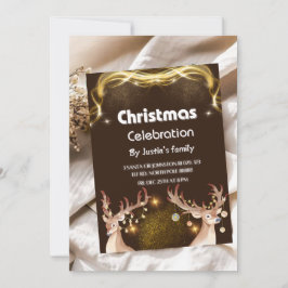 Reindeer Gold Theme Weihnachtswagen der Party Einl Save The Date