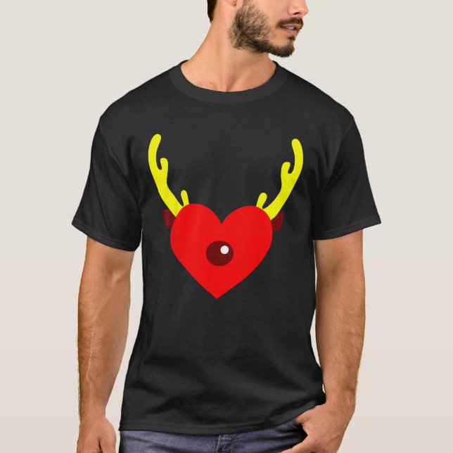Reindeer Heart Antlers Heart Funny Christmas Party T-Shirt (Vorderseite)