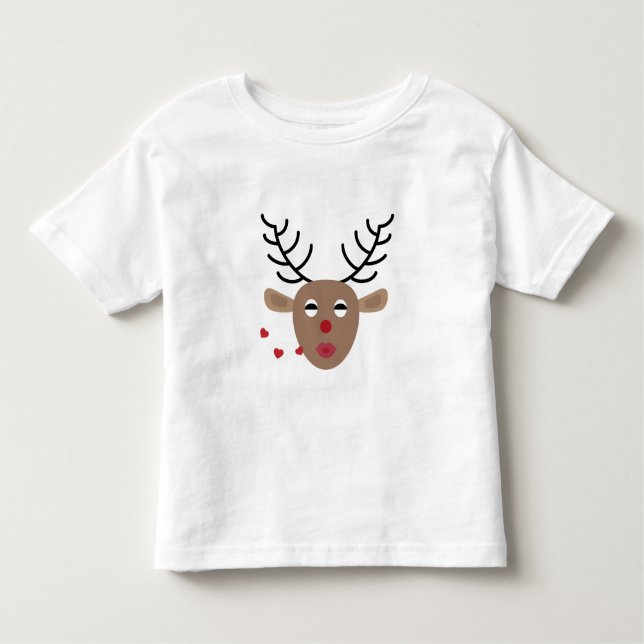 Reindeer Hearts Kisses Festivals Niedlich Kleinkind T-shirt (Vorderseite)