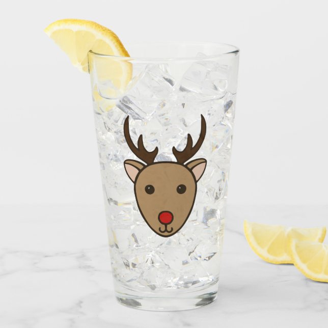 Reindeer Holiday Glass Tumbler (Vorderseite Ice)