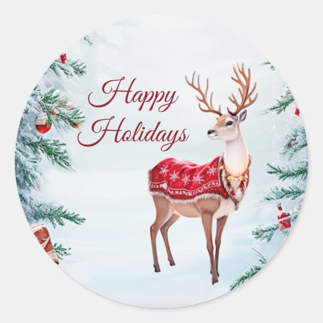 Reindeer Holiday Sticker (Vorderseite)