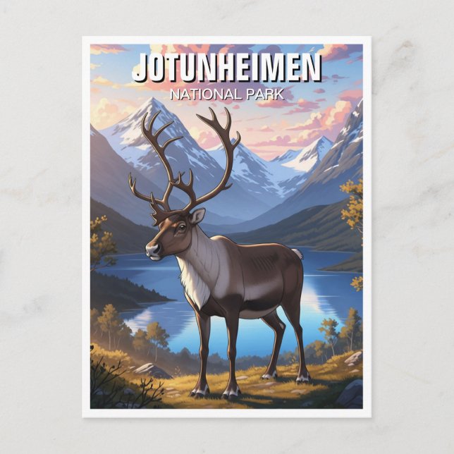 Reindeer im Jotunheimen-Nationalpark Norwegen Postkarte (Vorderseite)