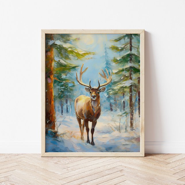 Reindeer in a Winter Forest Modern Art Poster (Von Creator hochgeladen)
