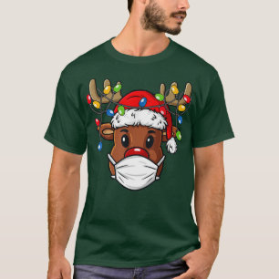 Reindeer in Gesicht Maske Funny Weihnachten Frohe  T-Shirt