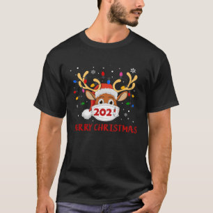 Reindeer in Maske Frohe Weihnachten 2021 Impfung T-Shirt