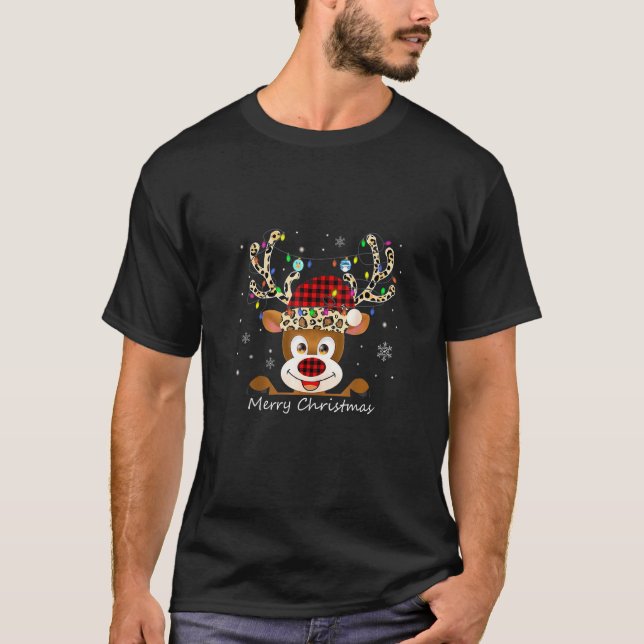 Reindeer in Maske Matching Family Pajama Quarantin T-Shirt (Vorderseite)