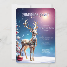 Reindeer Jewels Christmas Holiday Party Invitation