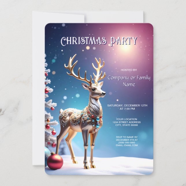 Reindeer Jewels Christmas Holiday Party Invitation Einladung (Vorderseite)