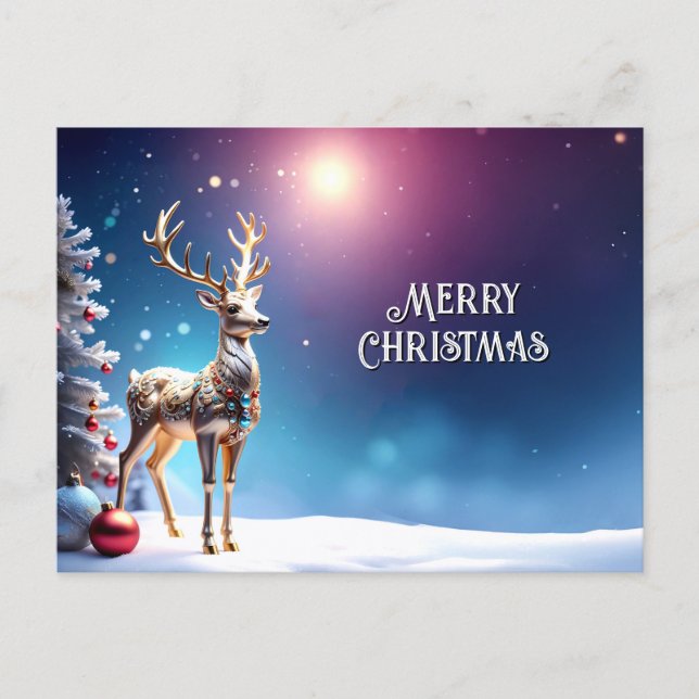 Reindeer Jewels Christmas Holiday Postcard Postkarte (Vorderseite)