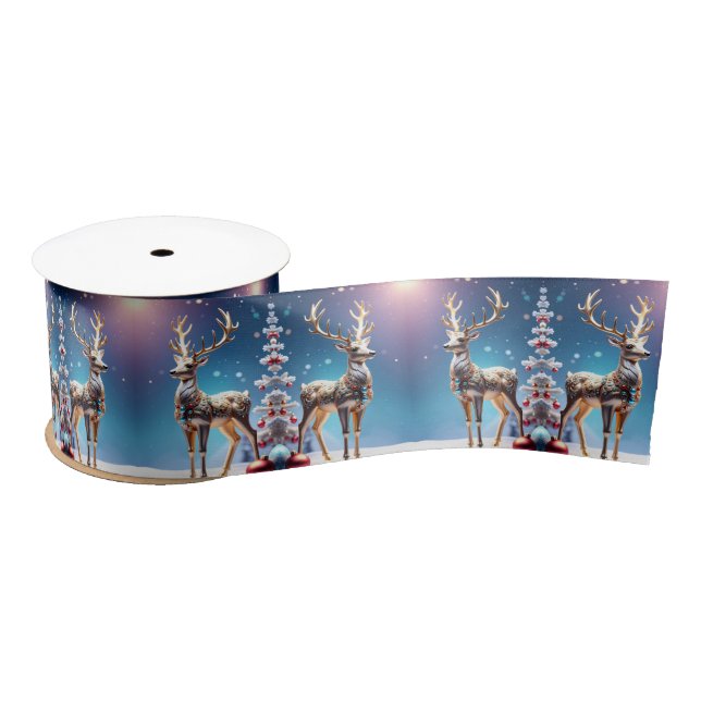 Reindeer Jewels Christmas Satin Ribbon Satinband (Spule)