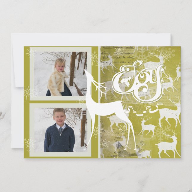 Reindeer Joy Holiday Foto Card Feiertagskarte (Vorderseite)