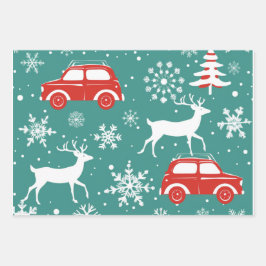 Reindeer Joyride Snowflake Christmas Wrap Geschenkpapier Set