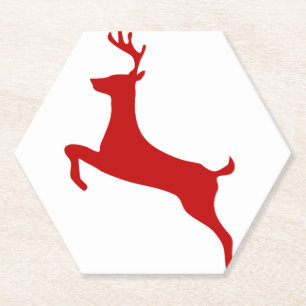 Reindeer Jump Christmas Red Silhouette Mouse Pad Untersetzer