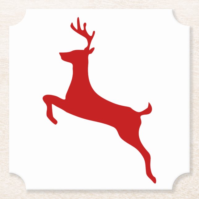 Reindeer Jump Weihnachts Rote Silhouette Cooler Untersetzer (Vorderseite)