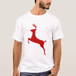 Reindeer Jump Weihnachts-Rote Silhouette T-Shirt