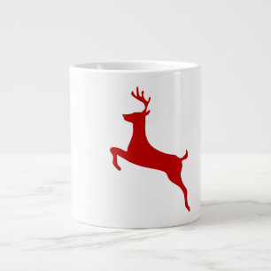Reindeer Jump Weihnachts Rote Silhouette Zwei-Tone Jumbo-Tasse
