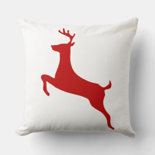 Reindeer Jump Weihnachts Roter Silhouette T - Shir Kissen