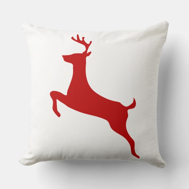Reindeer Jump Weihnachts Roter Silhouette T - Shir Kissen (Vorderseite)