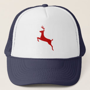 Reindeer Jump Weihnachts Roter Silhouette T - Shir Truckerkappe