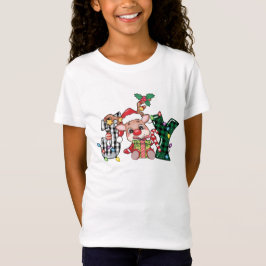 Reindeer Kariert Letters JOY Weihnachtstext T-Shirt