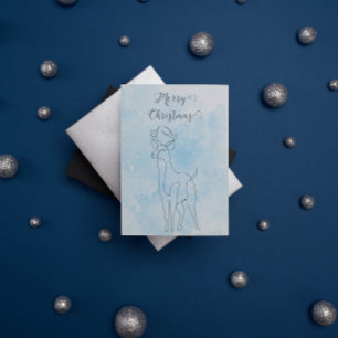Reindeer Light Blue Lined Winter Weihnachten
