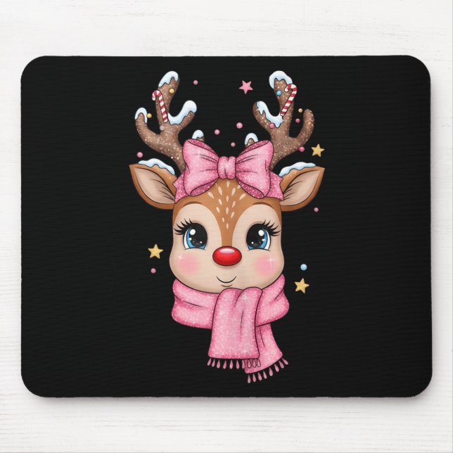 Reindeer Merry Christmas Cute Girl Women Kids Tank Mousepad (Vorne)