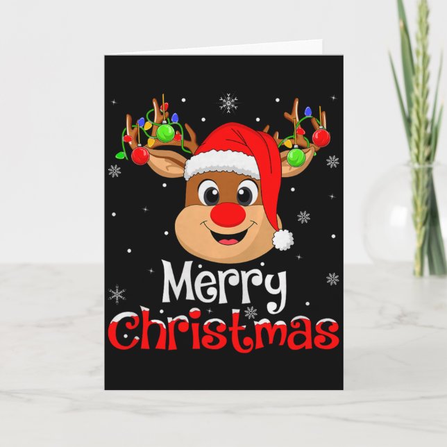 Reindeer Merry Christmas Family Men Women Kids Xma Karte (Vorderseite)