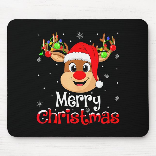 Reindeer Merry Christmas Family Men Women Kids Xma Mousepad (Vorne)