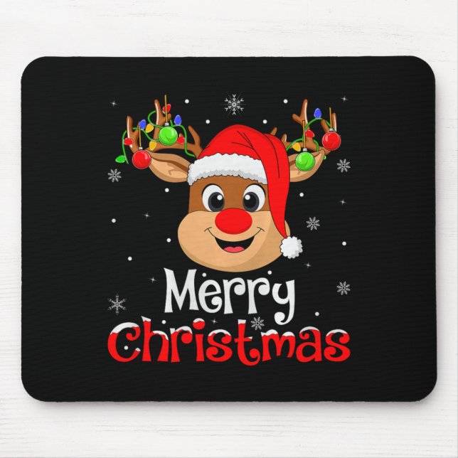 Reindeer Merry Christmas Family Men Women Kids Xma Mousepad (Vorne)