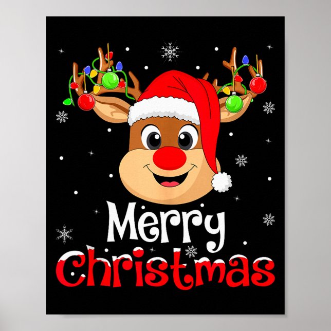 Reindeer Merry Christmas Family Men Women Kids Xma Poster (Vorne)