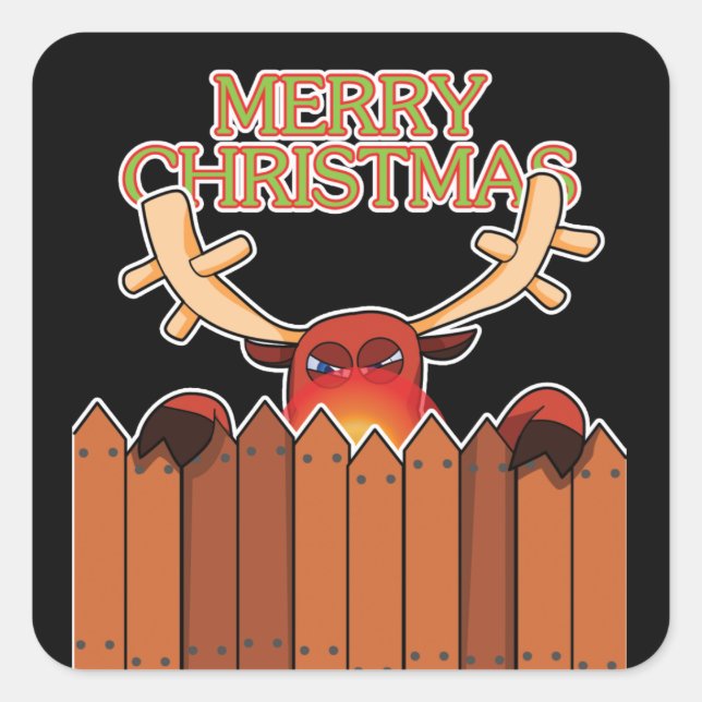 Reindeer Merry Christmas Sticker (Vorderseite)