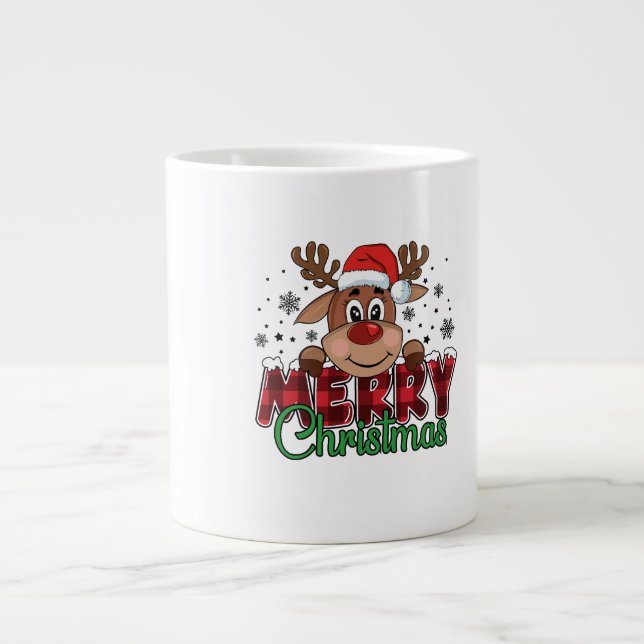 Reindeer Merry Christmas SVG PNG Jumbo-Tasse (Vorderseite)