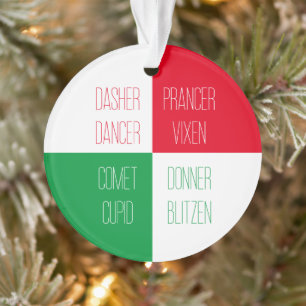 REINDEER NAMEN AkrylCircle Ornament