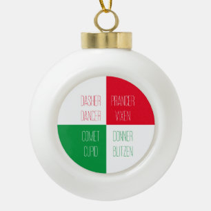 REINDEER NAMES Keramik Ball Ornament