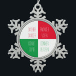 REINDEER NAMES Pewter Snowflake Ornament<br><div class="desc">Das Design auf diesem REINDEER NAMES Zinnschneeflockenschmuck ist der Name der Rentiere des Weihnachtsmannes. * Einfach einen anderen Namen eingeben, um einen der vorhandenen durch "Personalisieren Sie diese Vorlage" zu ersetzen. * Andere Ornamente und passende Produkte sind in der Kategorie REINDEER NAMES meines Shops erhältlich. ** Wenn Sie dieses Design...</div>