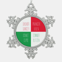 REINDEER NAMES Pewter Snowflake Ornament