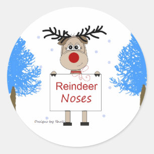 Reindeer Noses Runder Aufkleber