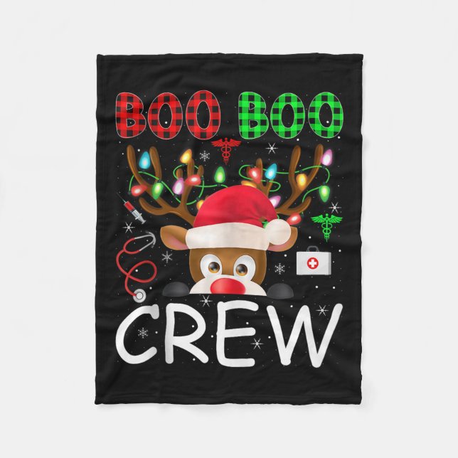 Reindeer Nurse Christmas Scrub Tops Boo Crew Nurse Fleecedecke (Vorderseite)