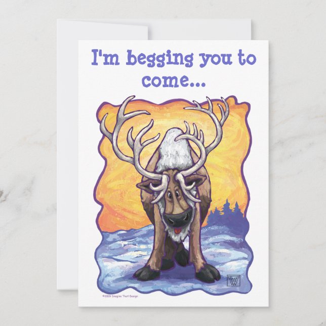 Reindeer Party Center Einladung (Vorderseite)