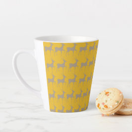 Reindeer Pattern Latte Mug - Mustard Yellow Christ Milchtasse