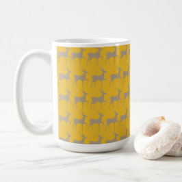 Reindeer Pattern Mug - Mustard Yellow Christmas Kaffeetasse