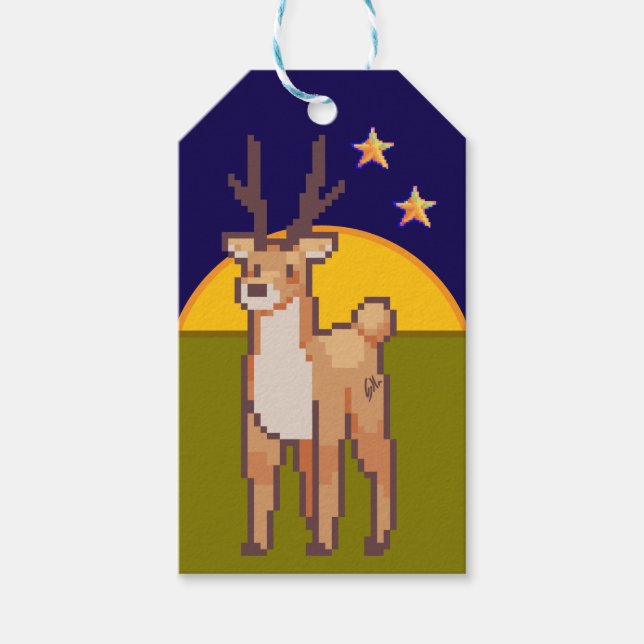 Reindeer, Pixelart, Pixel, Art  Geschenkanhänger (Vorderseite)