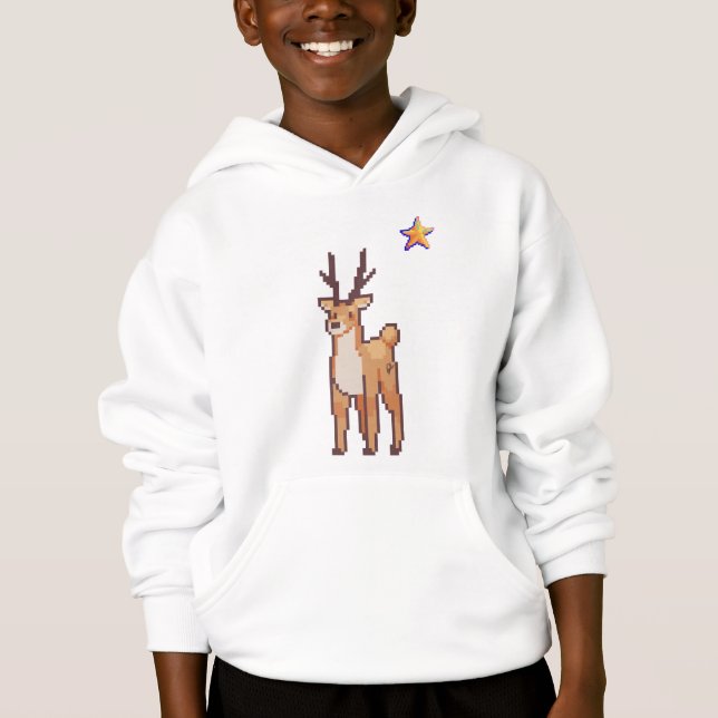 Reindeer pixelart, Pixel Art Hoodie (Vorderseite)