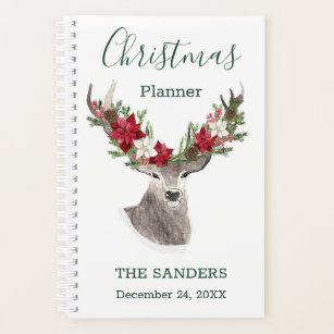 Reindeer, Poinsettia Weihnachtsplaner Planer