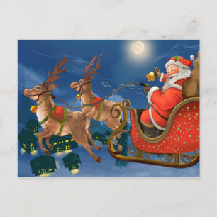 Reindeer Pulling Santa Claus Sleigh   Weihnachten