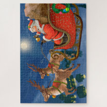 Reindeer Pulling Santa Claus Sleigh | Weihnachten